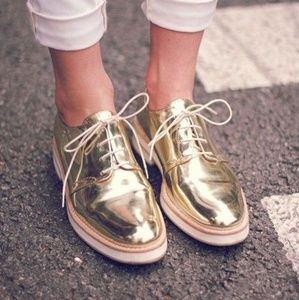 Metallic Oxford shoes women -NEW